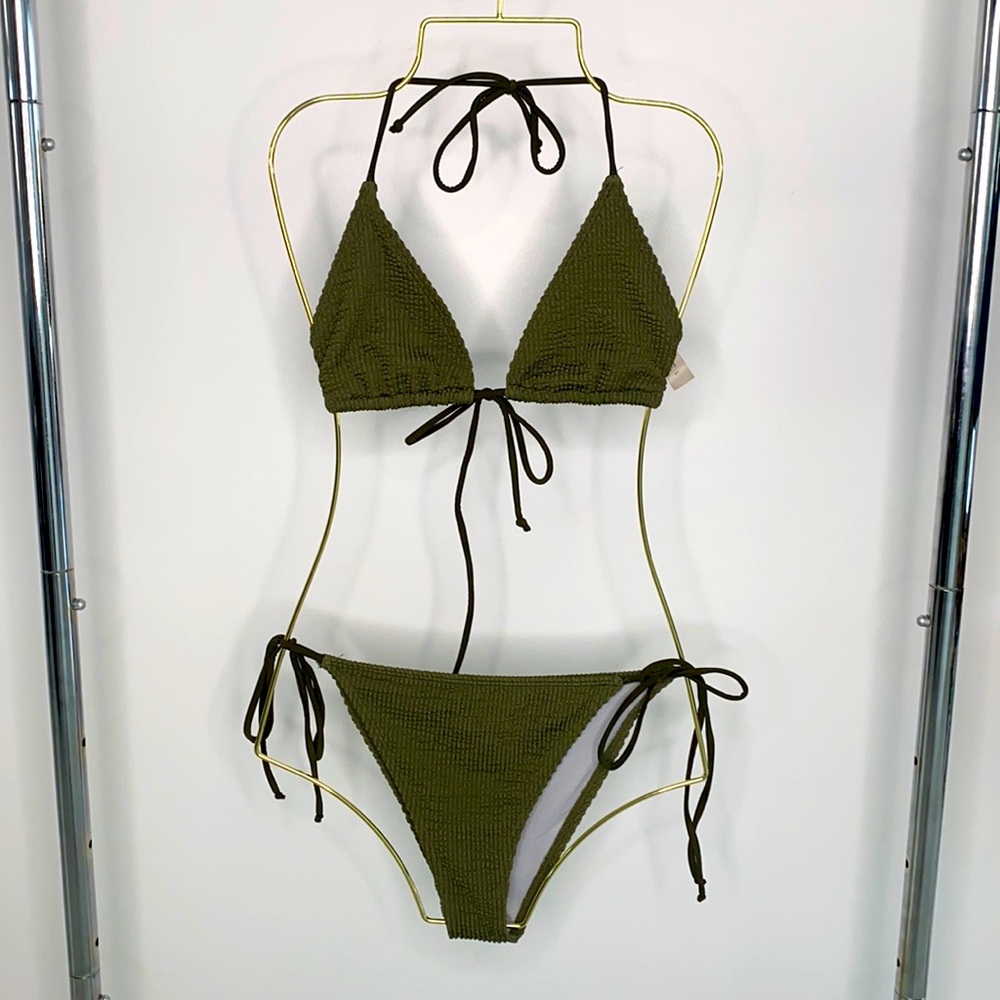 Green side tie bikini